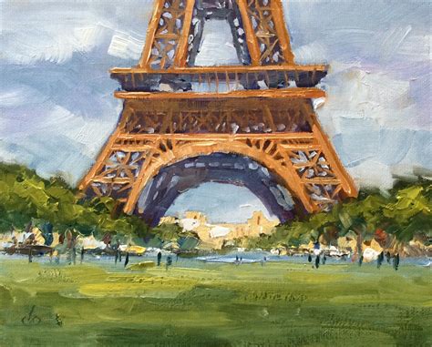Tom Brown Fine Art Eiffel Tower Paris France 8x10 Impressionist Oil