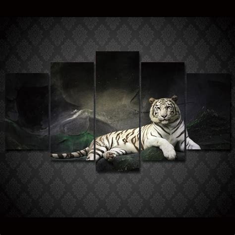 White Tiger Group Print Picture Wall Art On Canvas Large Canvas Wall
