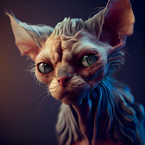 Premium Photo Portrait Of A Sphynx Cat With Blue Eyes On A Dark