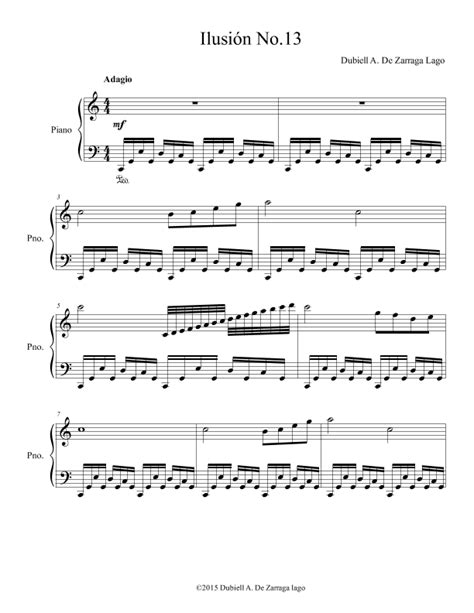 Illusions For Piano No13 Sheet Music Dubiell A De Zarraga Lago