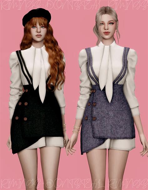 Blouse And Suspender Bustier Dress Set From Rimings • Sims 4 Downloads