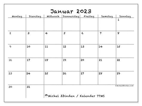 Kalender Januar 2023 Zum Ausdrucken “501ms” Michel Zbinden At