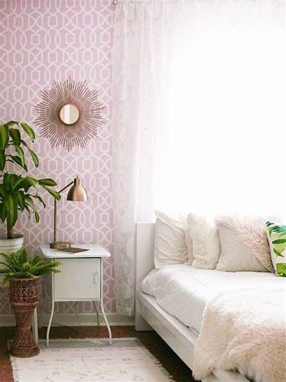 Bedroom Pink Temporary Wall Modern Feature Decor