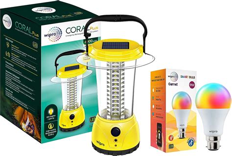 Buy Wipro Coral Plus Rechargeable Solar Led Lantern Pack Of 1 Yellow