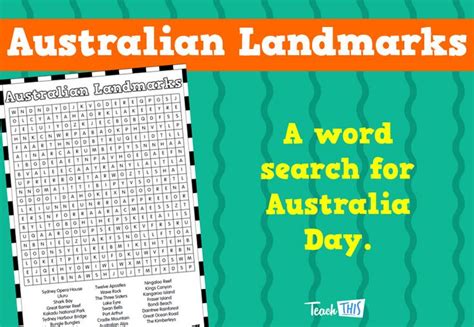 Australian Landmarks Word Search Classroom Games Classroom Displays