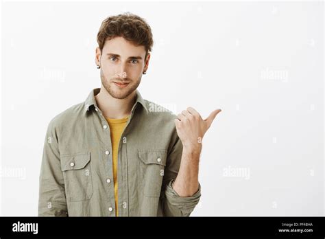 Man Pointing At Friend Intoducing Him To Girlfriend Handsome Confident