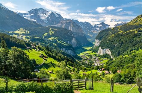 Premium Photo Panorama Of The Lauterbrunnen Valley From Wengen In The