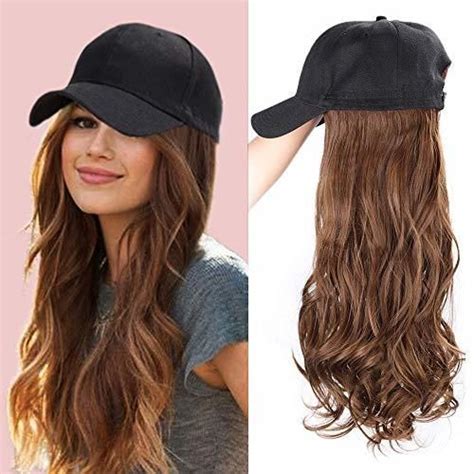Entranced Styles Baseball Cap With Hair Synthetic Hats With Hair Attached Black In 2020 Wig