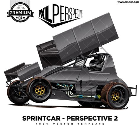 Dirt Track Sprint Car 2 Premium Perspective 100 Vector Template