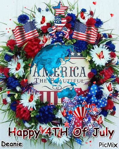 America The Beautiful Happy 4th Of July Animated Wreath 4th Of July
