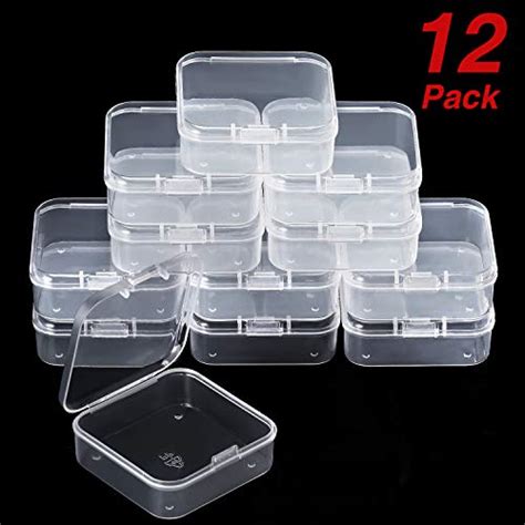 Satinior 12 Pack Small Rectangle Clear Plastic Containers Box With