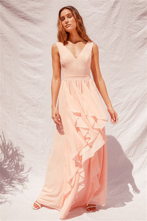 Peach Maxi Dress Ruffled Maxi Dress Pink Sleeveless Dress Lulus