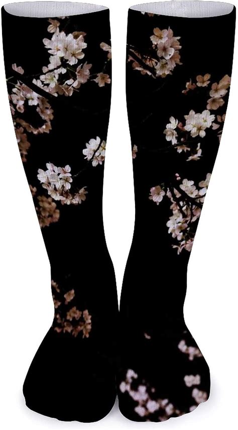 Cherry Blossom Tree Night Background Women Soft Knee High Tube Socks 157 Men Casual