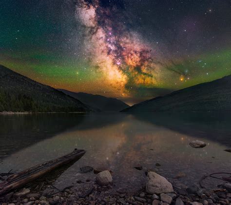 Milky Way Reflection On A Lake Near Revelstoke British Columbia