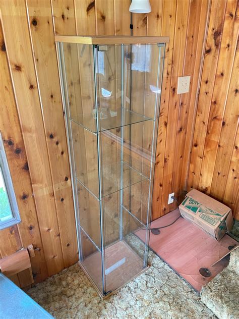 Lot 90 Tall Glass Display Case W Glass Shelves 14x17x64 Puget