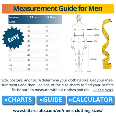 Mens Size Charts And Conversions Pants Shirts Waist Chest 2022