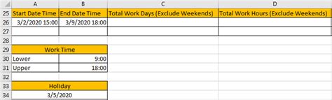 How To Calculate Total Work Days Or Hours Exclude Weekendsholidays In