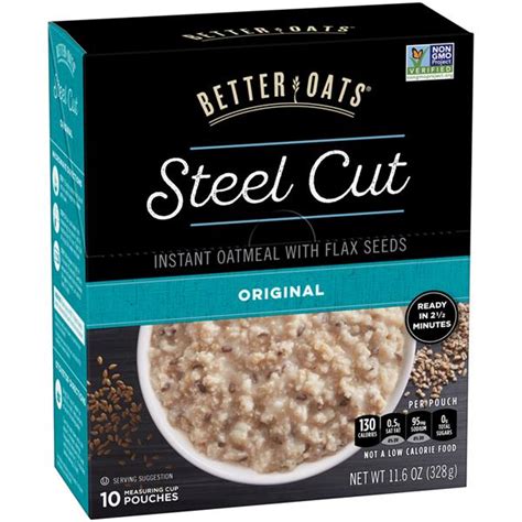 They are also suitable for vegans and many of those following other diets. Better Oats Steel Cut Original Instant Oatmeal with Flaxseeds 10 Pouches | Hy-Vee Aisles Online ...