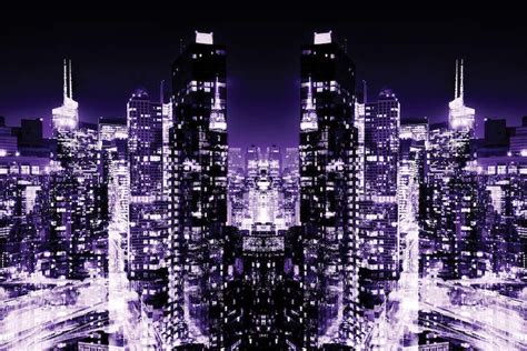 Skyline At Purple Night Art Print By Philippe Hugonnard Icanvas In