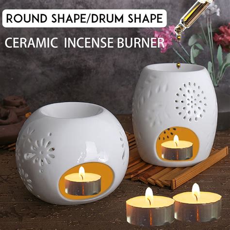 Home Garden Ceramic Oil Wax Melt Tart Burner For Fragrance Oils Simmering Granules Tea Light