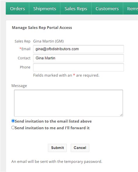 Manage Sales Rep Portal Access