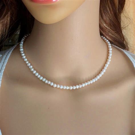 Small Freshwater Pearl Necklace Choker Simple Pearl Bridal Etsy