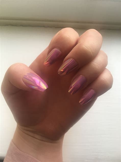 Nails Holographic Pink Nails Pink Beauty