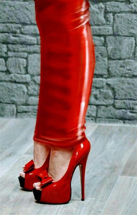 red latex hobble skirt heels hobble skirt platform high heels