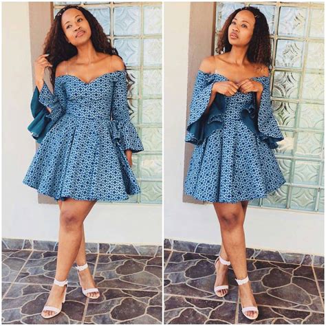 Off Shoulder Dress Made From A Most High Quality South African Fabric Called Shweshw With