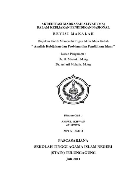 Pdf Makalah Akreditasi Madrasah Aliyah Dokumen Tips