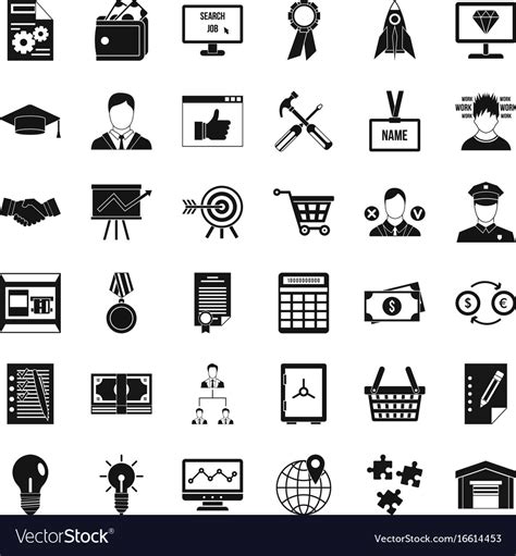 Business Presentation Icons Set Simple Style Vector Image