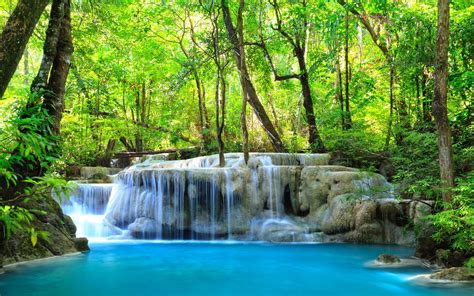 Erawan Waterfall Kanchanaburi Thailand Parks Green Nature Waterfall Hd Wallpaper 3840x2400