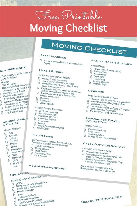 How To Plan A Big Move Free Moving Checklist Hello
