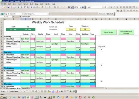 Weekly Work Schedule Excel Spreadsheet Free Source Code And Tutorials