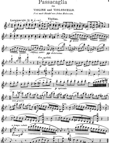 Passacaglia Ausgabe Für Violine Und Violoncello Cello Sheet Music By