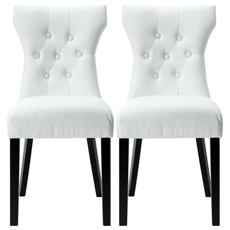 Hot promotions in chair modern white on aliexpress: Set of (2) Modern Dining Chair Faux Leather Nailhead ...