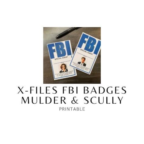 Printable X Files Mulder And Scully Fbi Badges Etsy