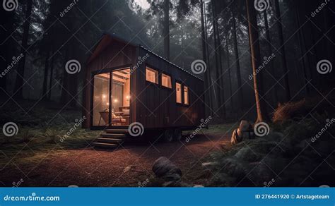 Modern Tiny House In Forest Barnhouse Cozy Realistic Al Generated