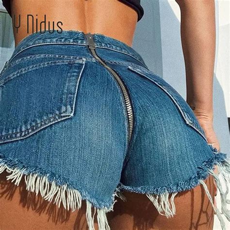 Y Nidus Jeans Woman With High Waist Female Denim Holes Shorts Sex Ripped Straight Jeans With