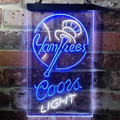 New York Yankees Coors Light Led Neon Sign White And Blue 8 In W X 12