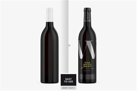 packreate dark glass wine bottle mockup