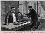 Louis Pasteur (left) watching a colleague trephining a chloroformed ...