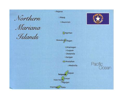 Detailed Map Of Northern Mariana Islands With Flag Mariana Islands