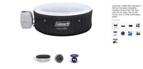 Coleman 13804 Bw Saluspa 4 Person Portable Inflatable Outdoor Round Hot Tub Spa For Sale From