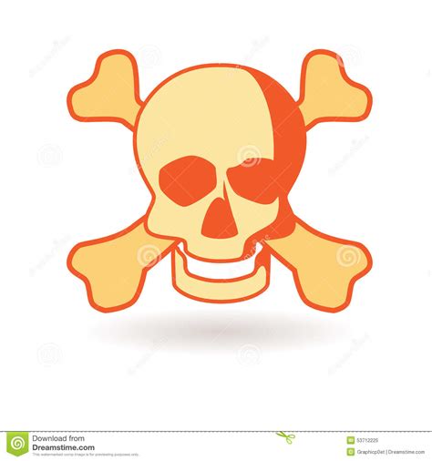 Skull Funny Sign Icon Death Volumetric Bone With Shadow Stock