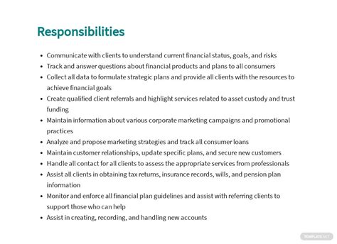 In those bullets, write a mix of duties and achievements. Financial Sales Consultant Job Description Template [Free ...