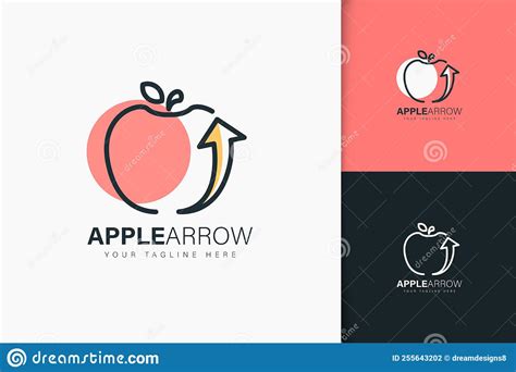 Apple Arrow Logo Design Linear Style Stock Vector Illustration Of