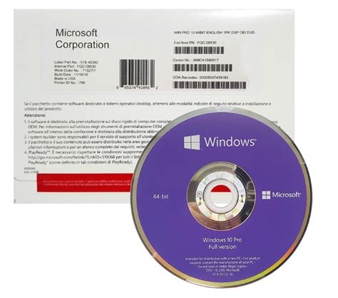 Microsoft Windows 10 Pro 64 Bit Oei Dvd