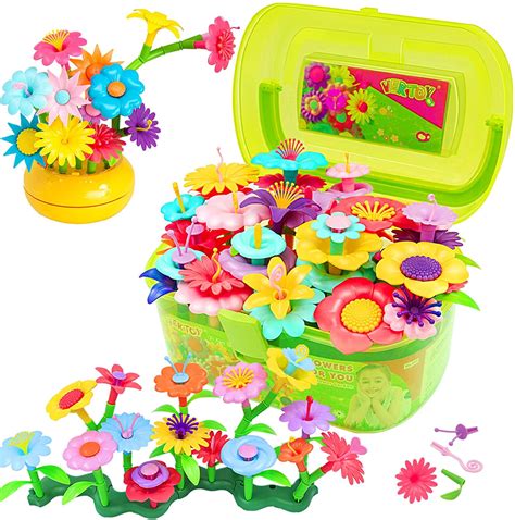 Vertoy Flower Garden Building Toy Set For 3 4 5 6 Year Old Girls Stem Educational Activity