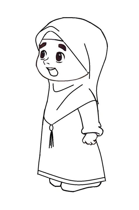 Mewarnai Gambar Kartun Muslimah Hijab